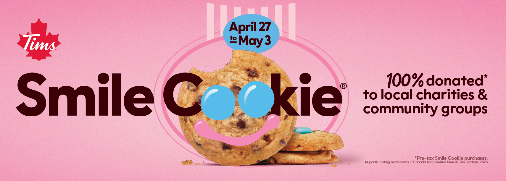 Smile Cookies April 27 to May 3, 2026 in Sarnia and Brights Grove. Proceeds go to The Inn