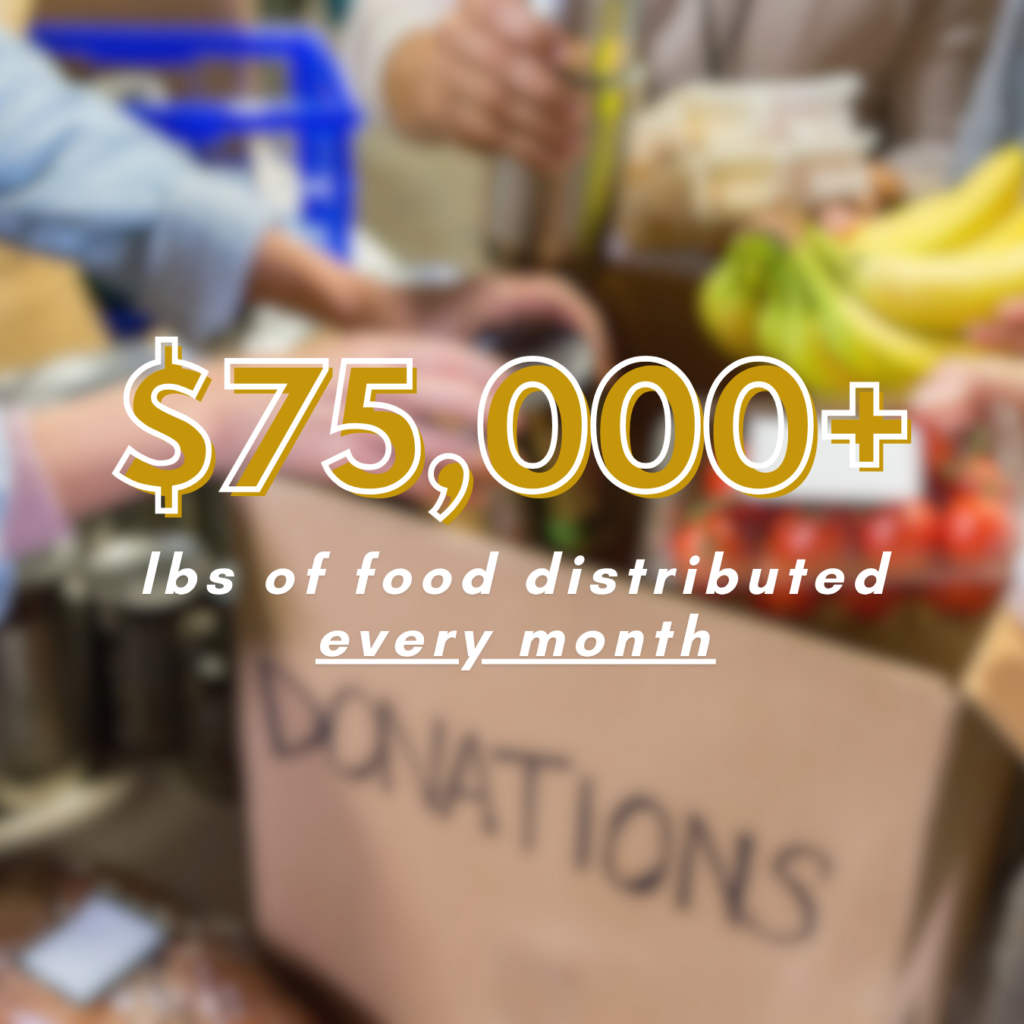 75000lbs of food distributed every month at The Inn